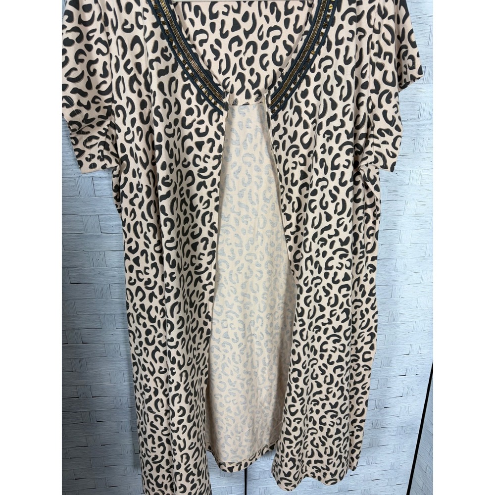 Go Softly Womens Dress House Patio Leopard Print Beaded V-Neck Knit Pockets - Picture 3 of 12